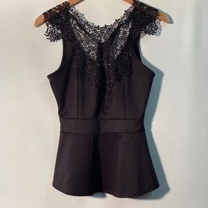 Blu Planet Black Lace Trim Top